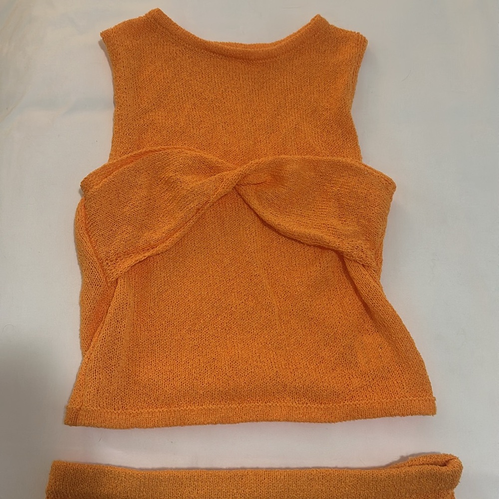 NEW Amazon Orange Sleeveless Knit 2 Piece Set Size S - Picture 6 of 12